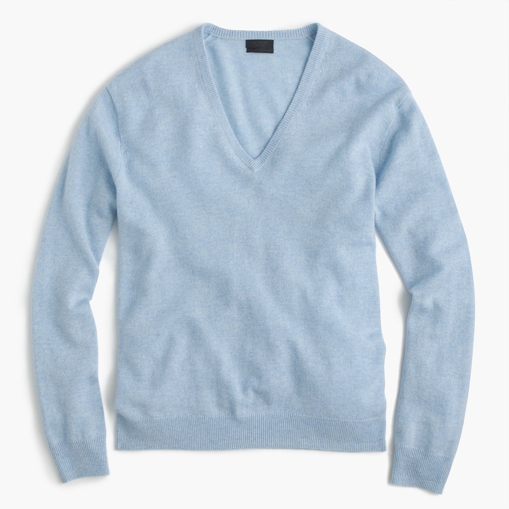 Italian cashmere boyfriend V-neck sweater (ivory)